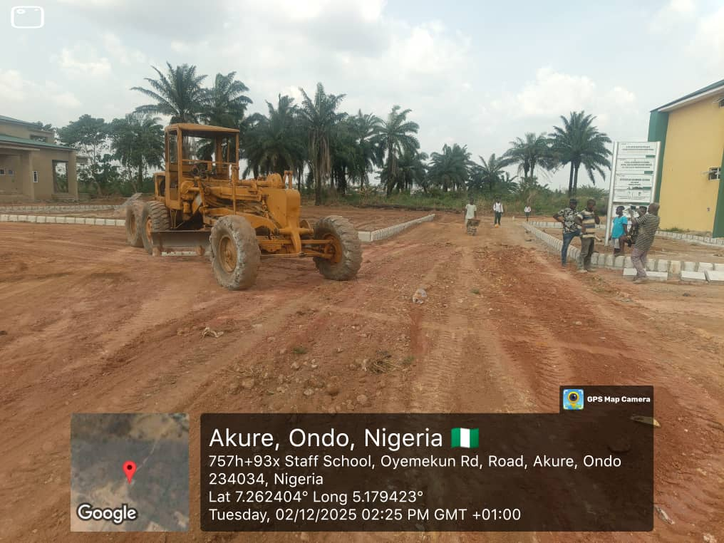 Road grading — completed section, Oyemekun Grammar School